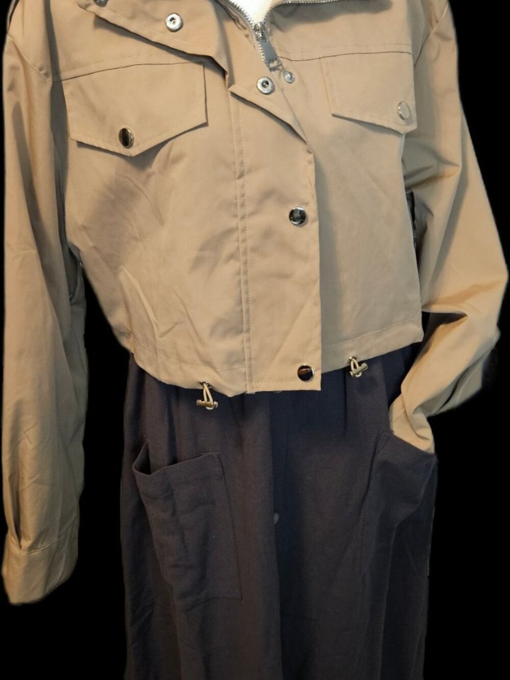 Size S La Diosa Camel Brown Cropped Utility Jacket NWT